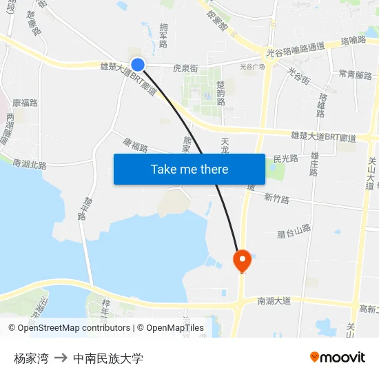 杨家湾 to 中南民族大学 map