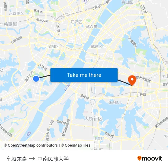 车城东路 to 中南民族大学 map