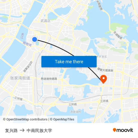 复兴路 to 中南民族大学 map