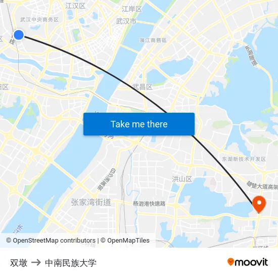双墩 to 中南民族大学 map