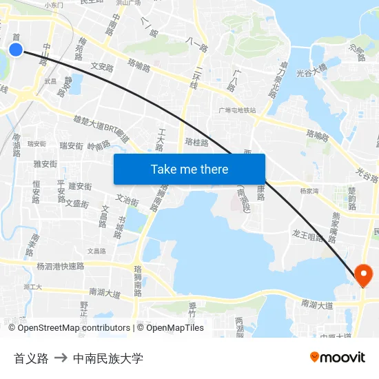 首义路 to 中南民族大学 map