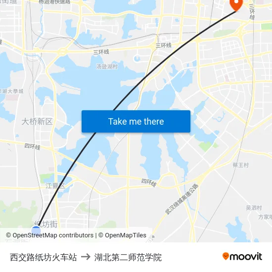 西交路纸坊火车站 to 湖北第二师范学院 map