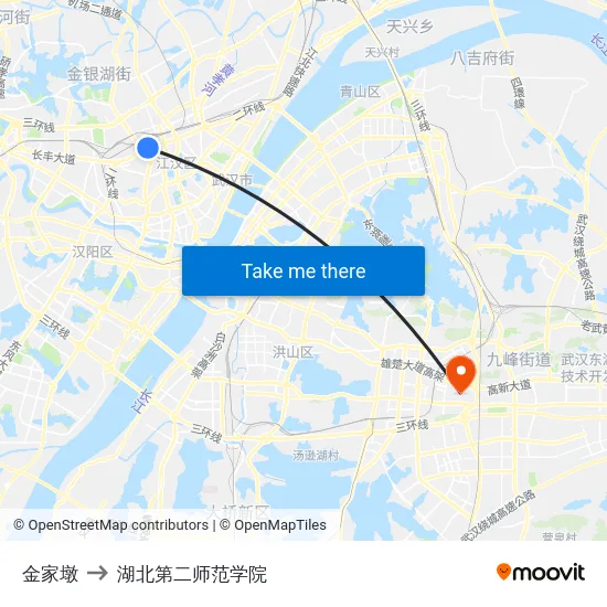 金家墩 to 湖北第二师范学院 map