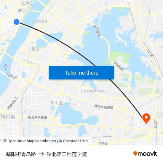 鄱阳街青岛路 to 湖北第二师范学院 map