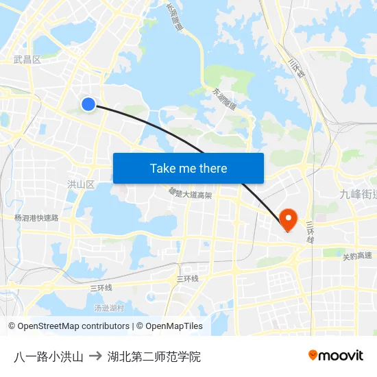 八一路小洪山 to 湖北第二师范学院 map