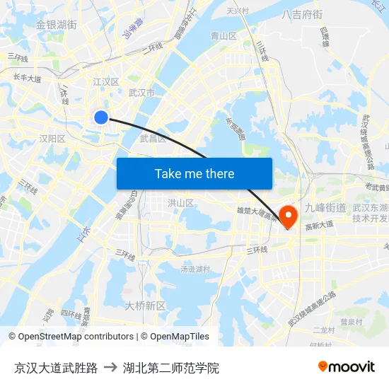 京汉大道武胜路 to 湖北第二师范学院 map