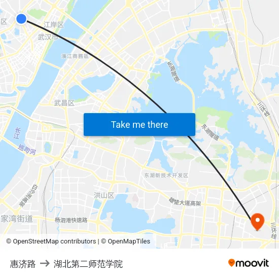 惠济路 to 湖北第二师范学院 map