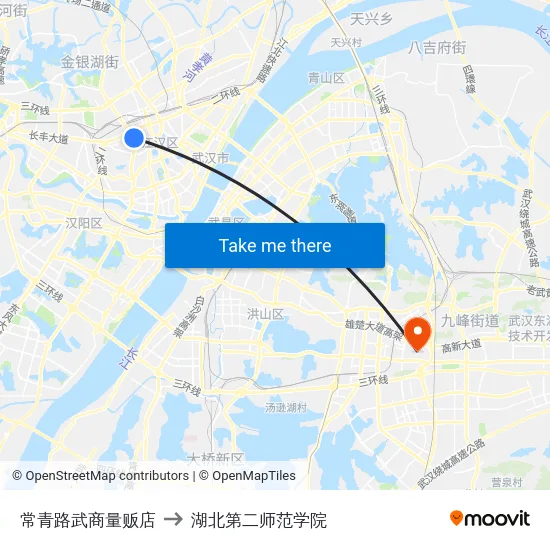 常青路武商量贩店 to 湖北第二师范学院 map