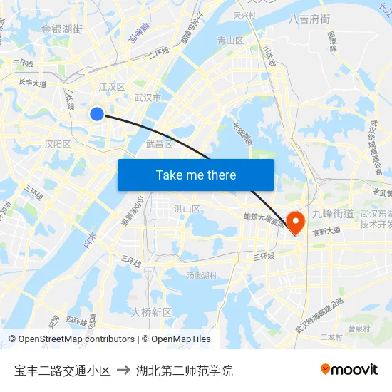 宝丰二路交通小区 to 湖北第二师范学院 map