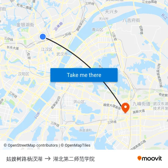 姑嫂树路杨汊湖 to 湖北第二师范学院 map