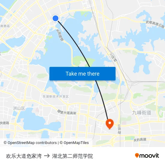 欢乐大道危家湾 to 湖北第二师范学院 map