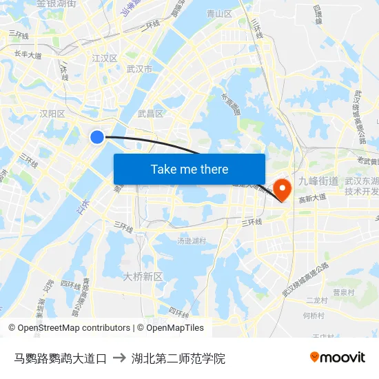 马鹦路鹦鹉大道口 to 湖北第二师范学院 map