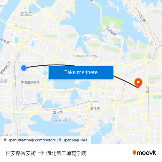恒安路富安街 to 湖北第二师范学院 map
