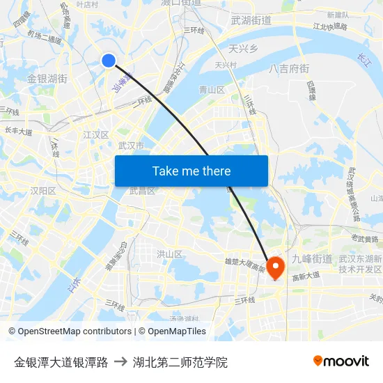金银潭大道银潭路 to 湖北第二师范学院 map