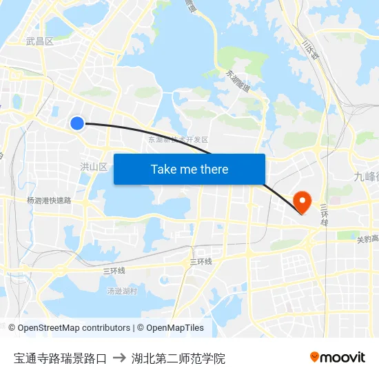 宝通寺路瑞景路口 to 湖北第二师范学院 map