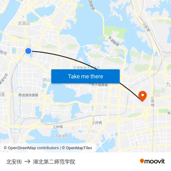 北安街 to 湖北第二师范学院 map