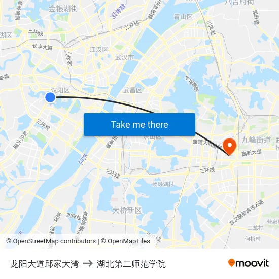 龙阳大道邱家大湾 to 湖北第二师范学院 map