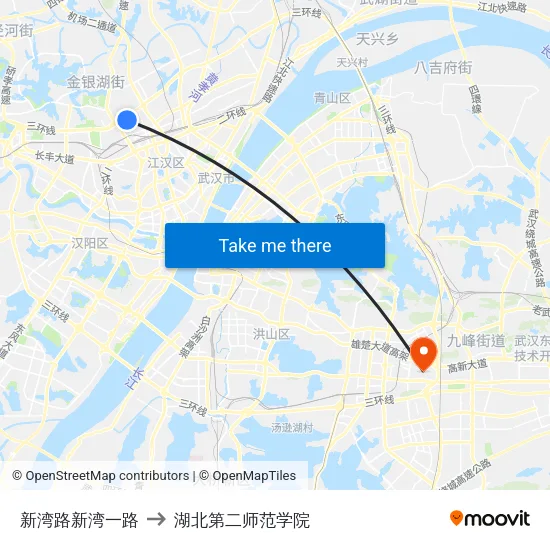 新湾路新湾一路 to 湖北第二师范学院 map