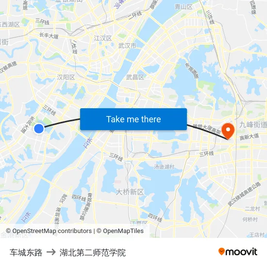 车城东路 to 湖北第二师范学院 map