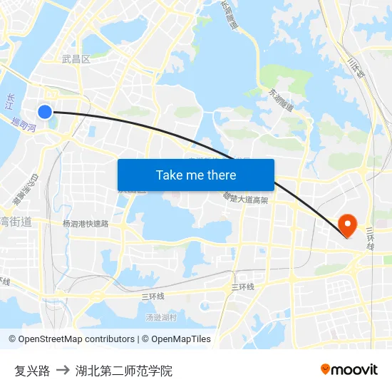 复兴路 to 湖北第二师范学院 map