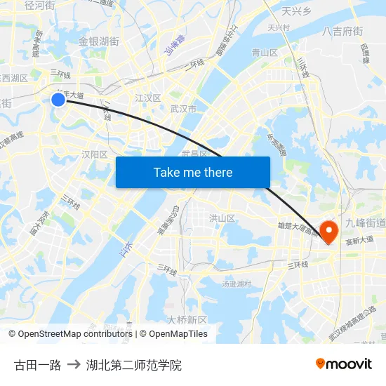 古田一路 to 湖北第二师范学院 map