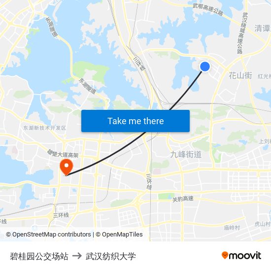 碧桂园公交场站 to 武汉纺织大学 map