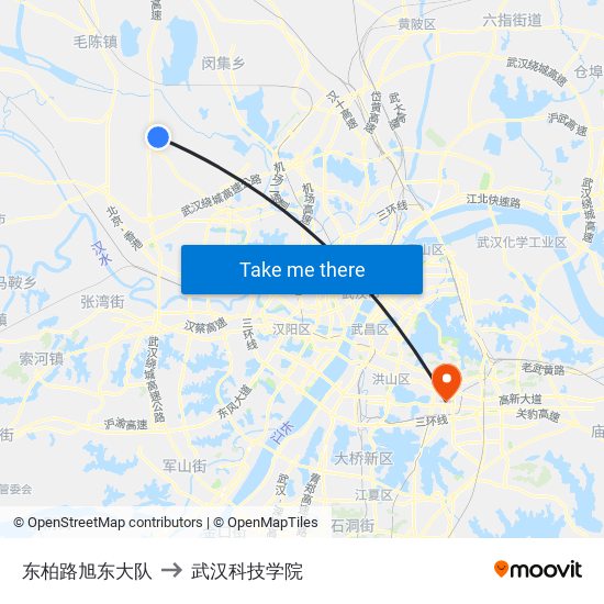 东柏路旭东大队 to 武汉科技学院 map