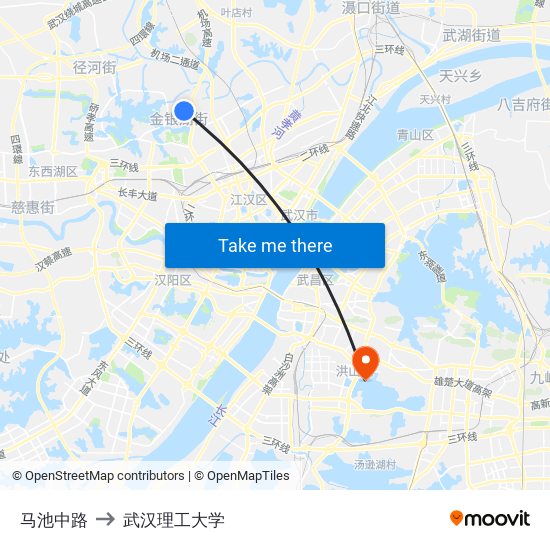 马池中路 to 武汉理工大学 map