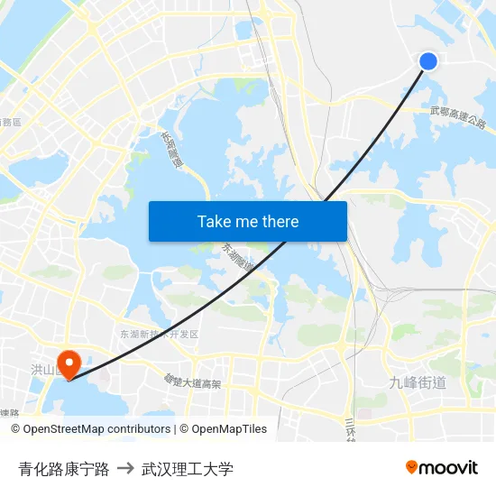 青化路康宁路 to 武汉理工大学 map