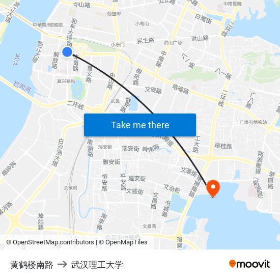 黄鹤楼南路 to 武汉理工大学 map