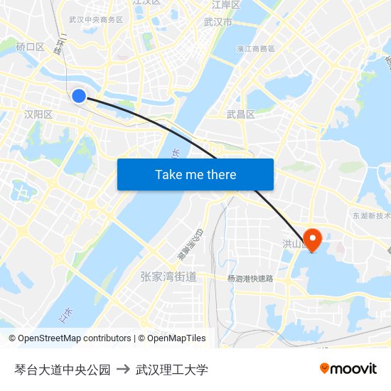琴台大道中央公园 to 武汉理工大学 map