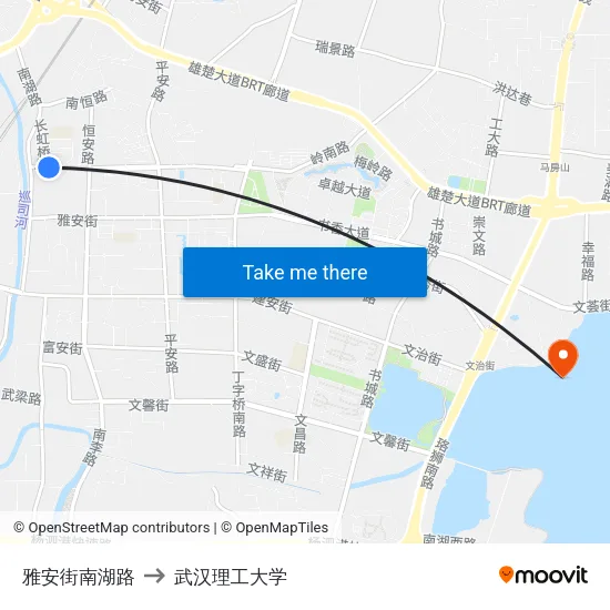 雅安街南湖路 to 武汉理工大学 map