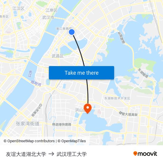 友谊大道湖北大学 to 武汉理工大学 map