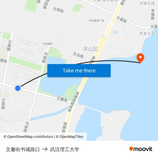 文馨街书城路口 to 武汉理工大学 map