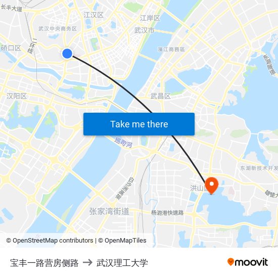 宝丰一路营房侧路 to 武汉理工大学 map