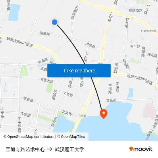 宝通寺路艺术中心 to 武汉理工大学 map