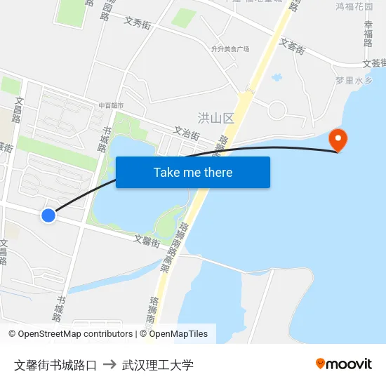文馨街书城路口 to 武汉理工大学 map