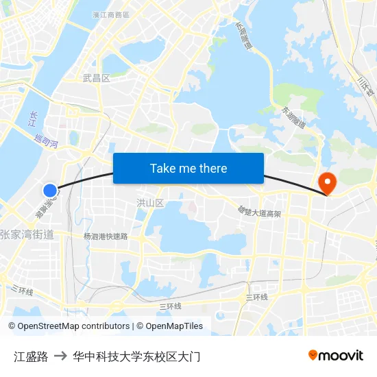 江盛路 to 华中科技大学东校区大门 map