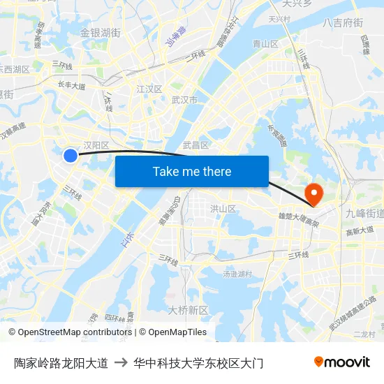 陶家岭路龙阳大道 to 华中科技大学东校区大门 map