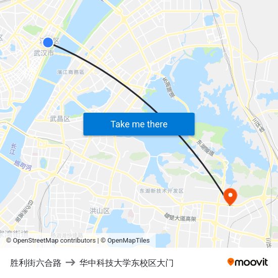 胜利街六合路 to 华中科技大学东校区大门 map