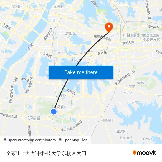 全家里 to 华中科技大学东校区大门 map