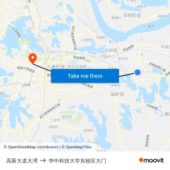 高新大道大湾 to 华中科技大学东校区大门 map