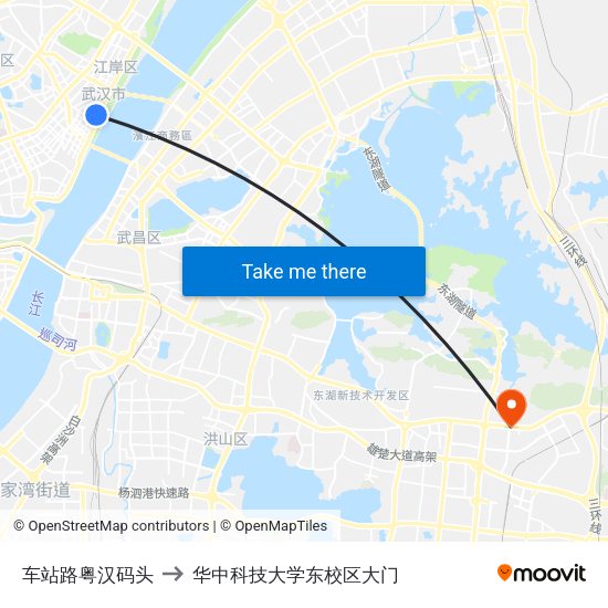 车站路粤汉码头 to 华中科技大学东校区大门 map
