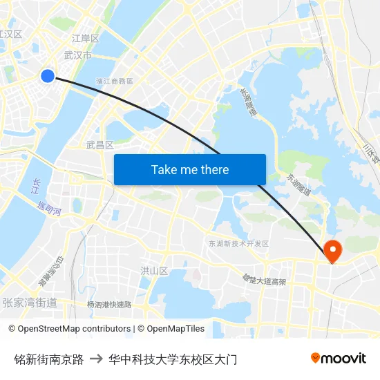 铭新街南京路 to 华中科技大学东校区大门 map