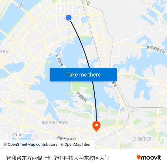 智和路东方丽锦 to 华中科技大学东校区大门 map