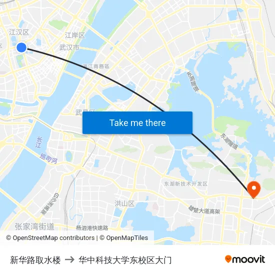 新华路取水楼 to 华中科技大学东校区大门 map