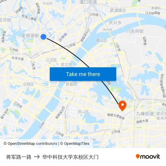 将军路一路 to 华中科技大学东校区大门 map