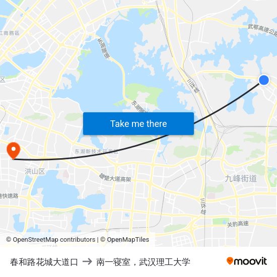 春和路花城大道口 to 南一寝室，武汉理工大学 map