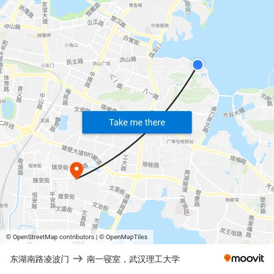 东湖南路凌波门 to 南一寝室，武汉理工大学 map