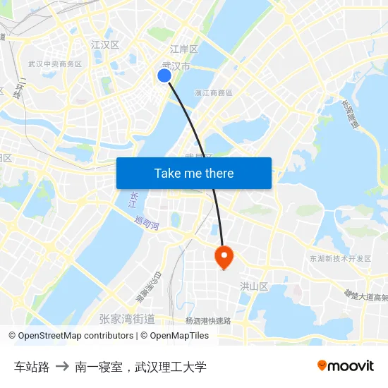 车站路 to 南一寝室，武汉理工大学 map